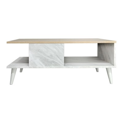 Table basse Gris mabre blanc 90x54x37.5 cm