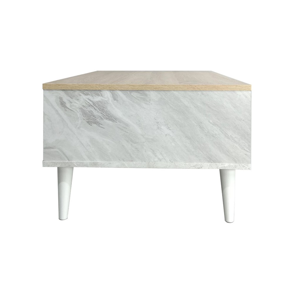 Table basse Gris mabre blanc 90x54x37.5 cm