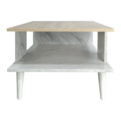 Table basse Gris mabre blanc 90x54x37.5 cm