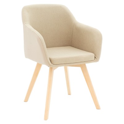 Fauteuil SAFIA tissu simili cuir beige 57x58x84 cm