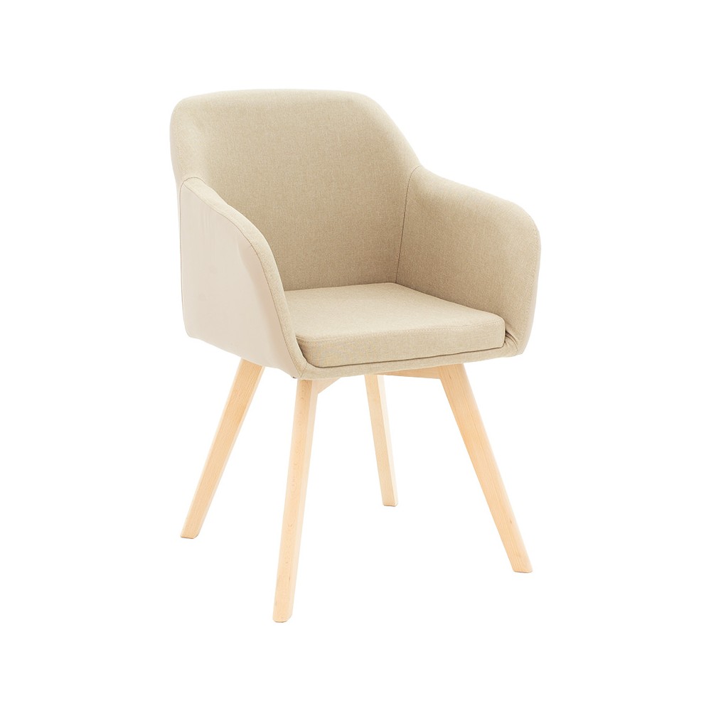 Fauteuil SAFIA tissu simili cuir beige 57x58x84 cm