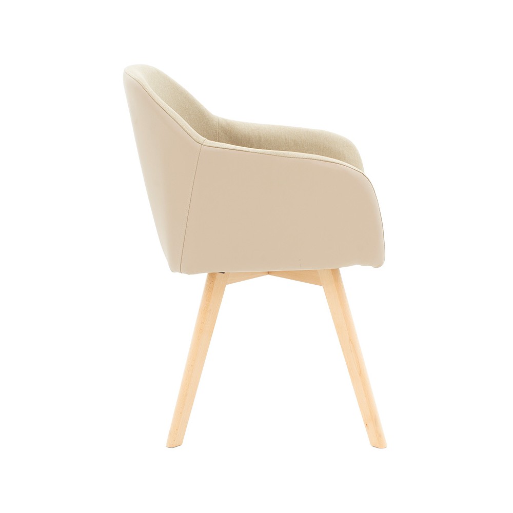 Fauteuil SAFIA tissu simili cuir beige 57x58x84 cm