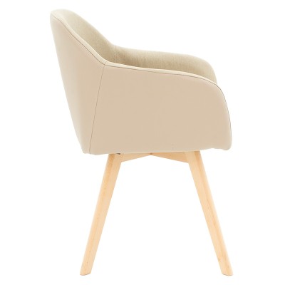 Fauteuil SAFIA tissu simili cuir beige 57x58x84 cm