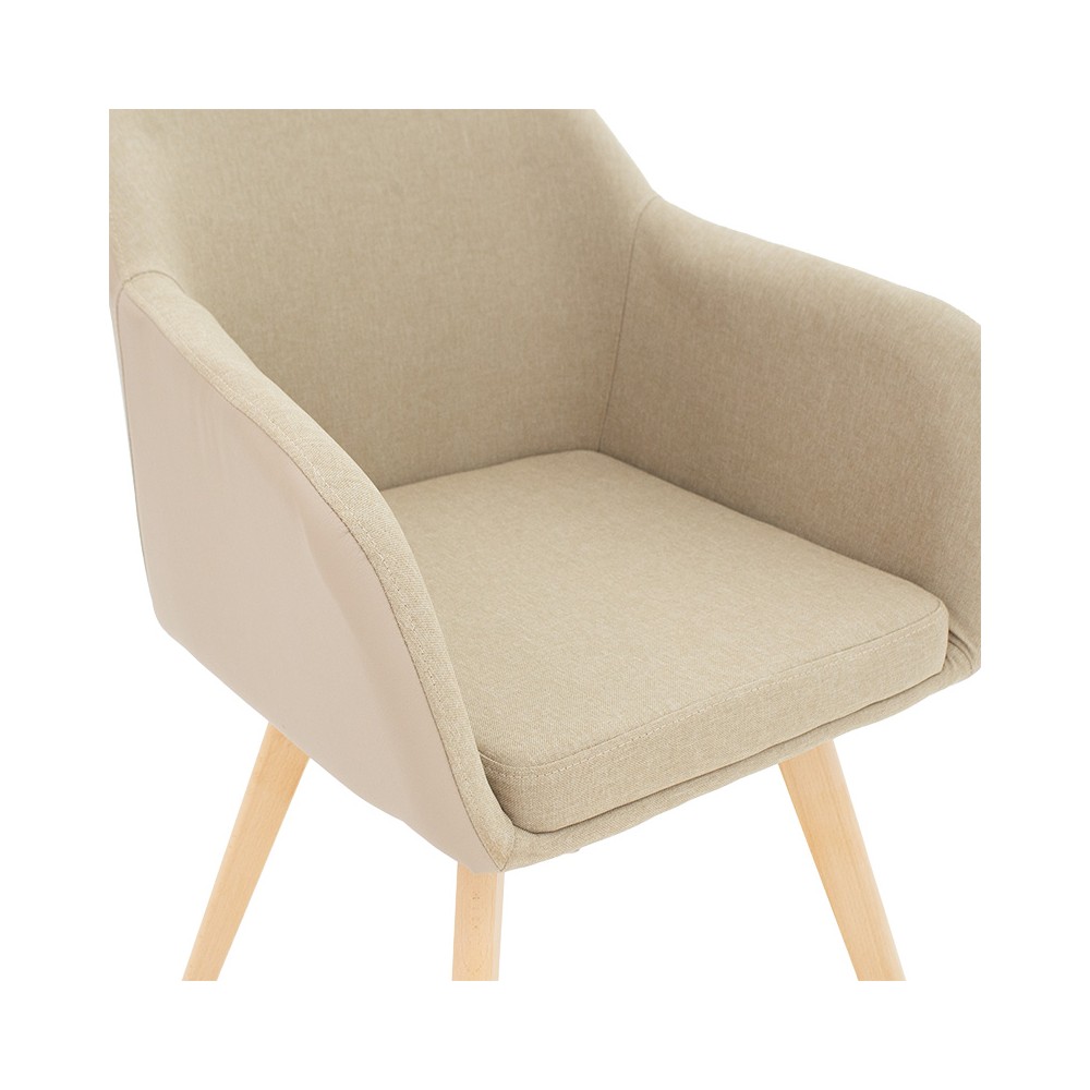 Fauteuil SAFIA tissu simili cuir beige 57x58x84 cm