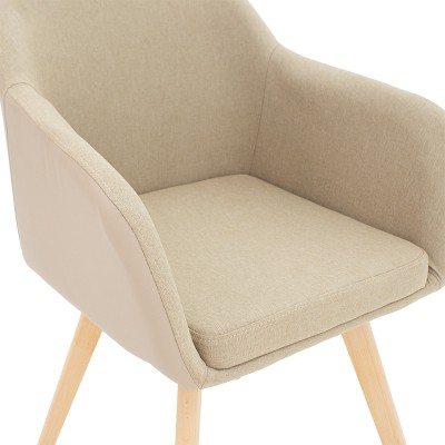 Fauteuil SAFIA tissu simili cuir beige 57x58x84 cm