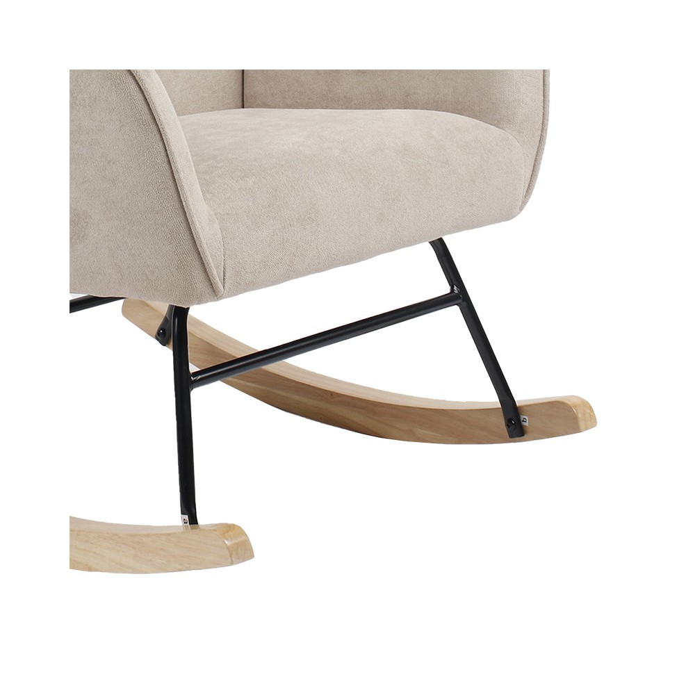 Fauteuil à bascule Exultant tissu crème-naturel 75x68x95cm
