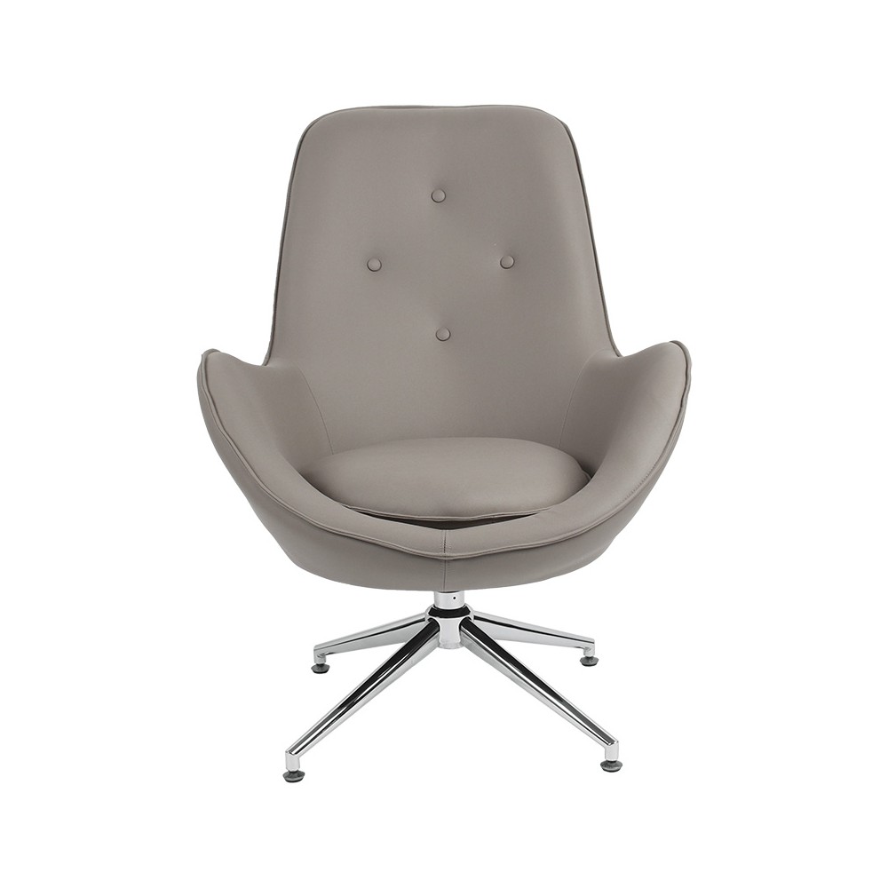 Fauteuil Kinetic pivotant tissu gris marron-chrome 81x78x104cm