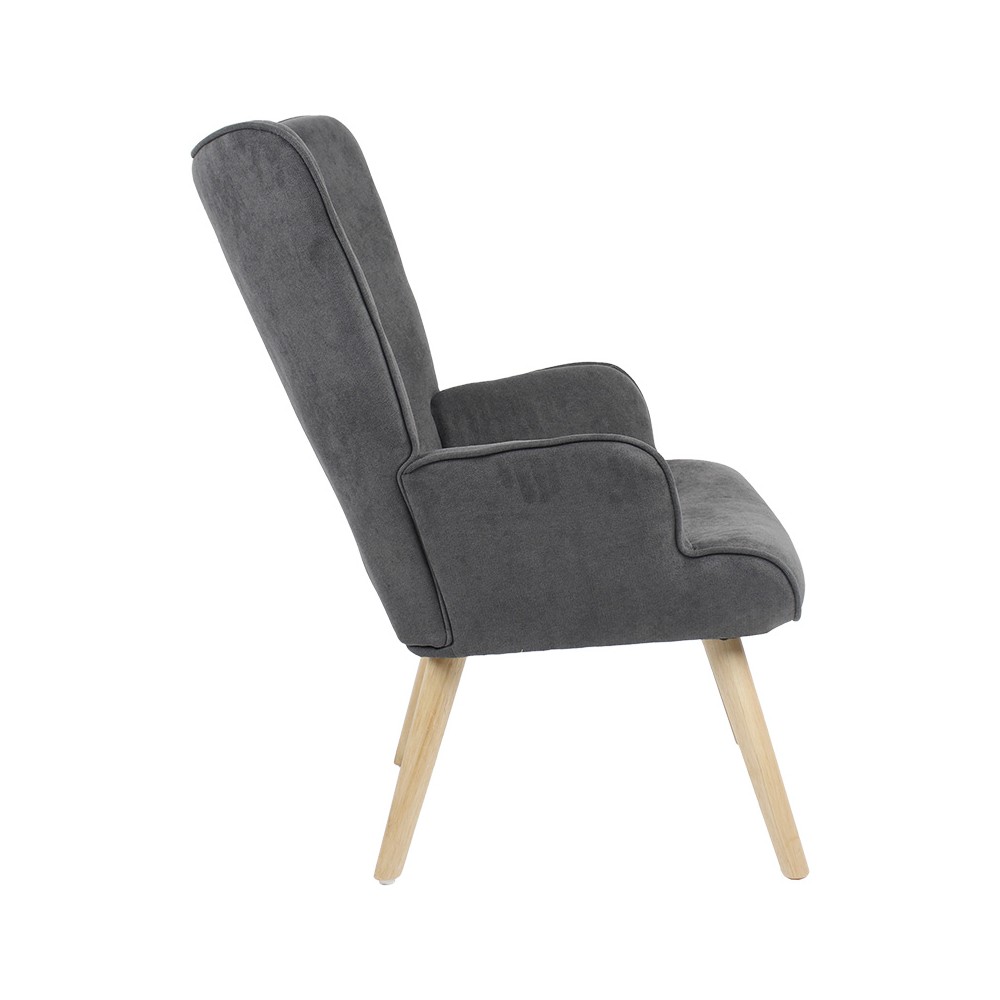 Fauteuil Fluffy tissu anthracite-naturel 75x69x96cm