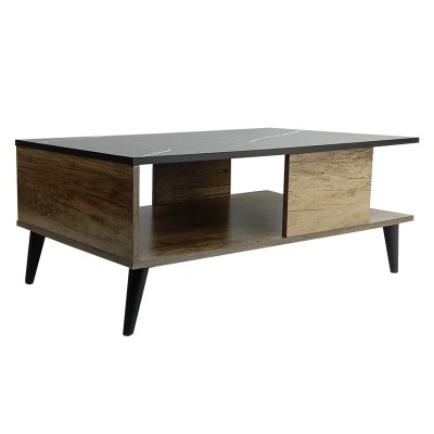 Table basse Bois  couleur marbre noir sonoma 90x54x37.5cm