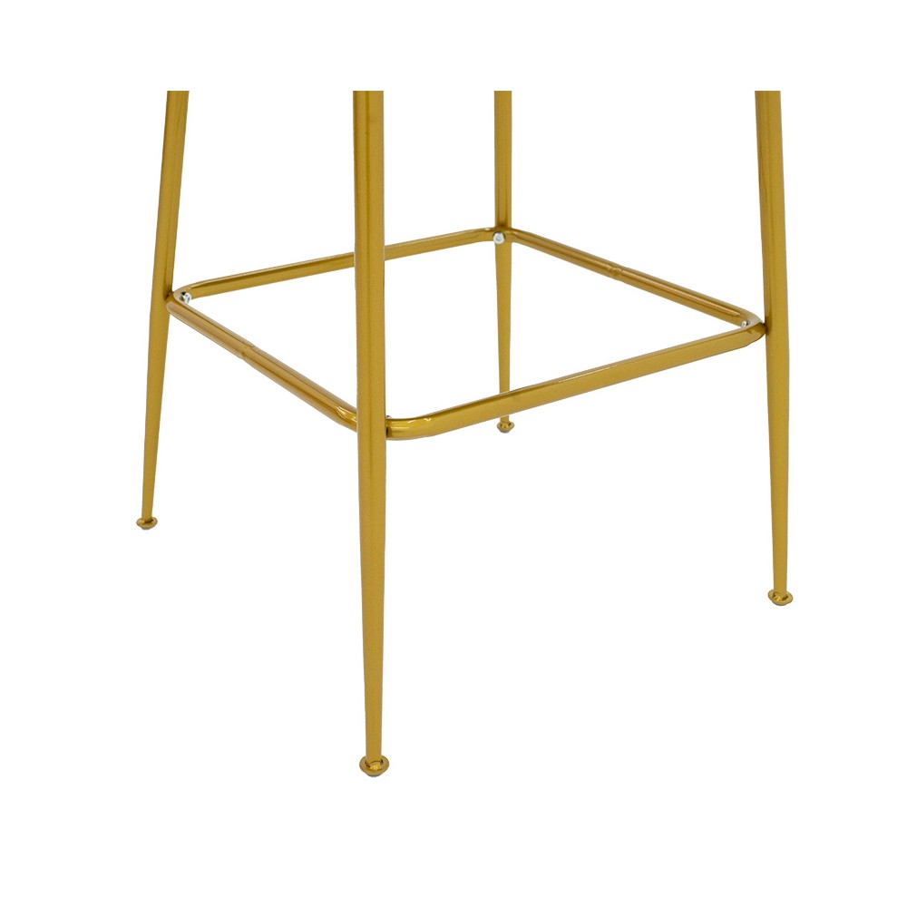 Tabouret de bar  velours rose pied métal dorés