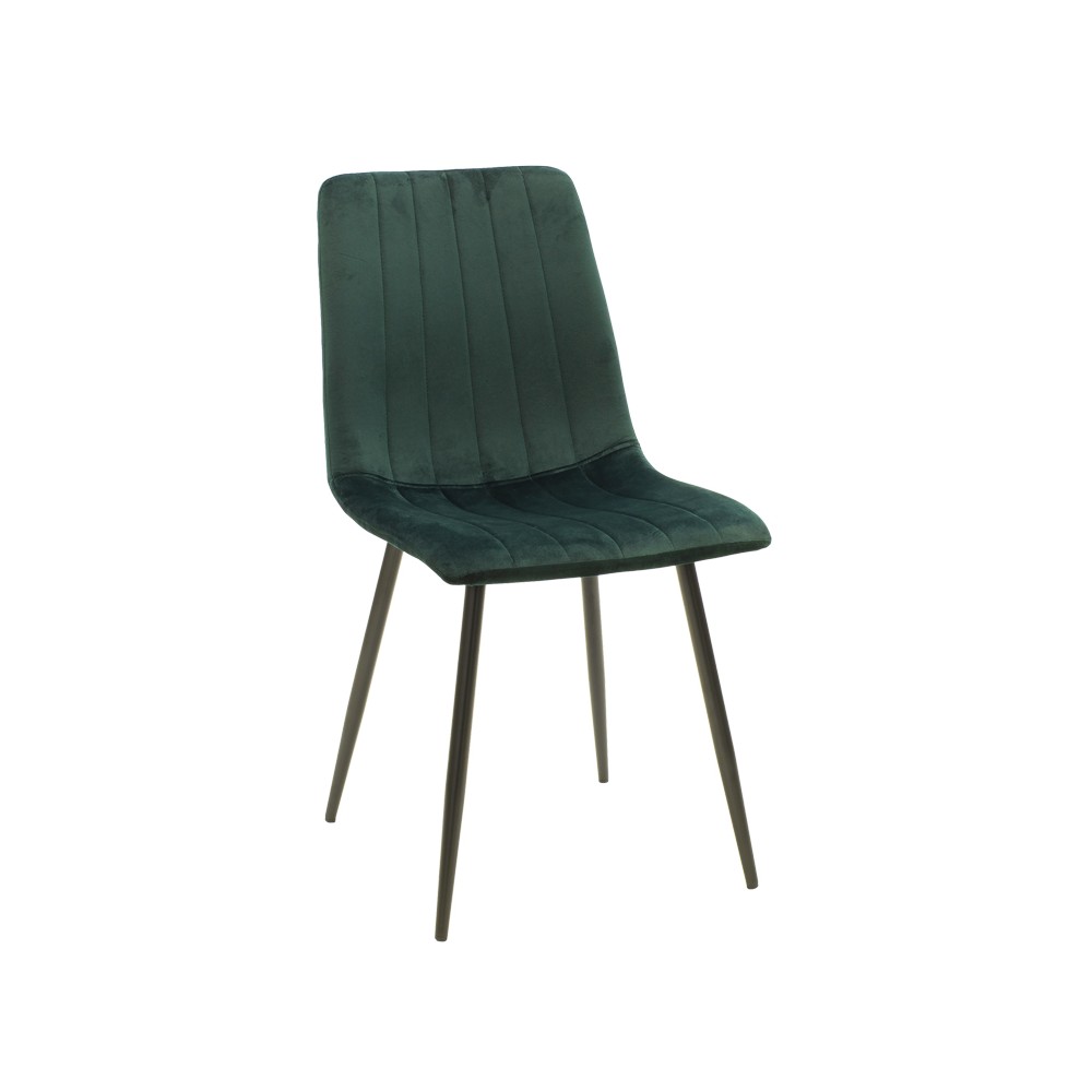 Chaise Noor velours vert foncé-pied noir metal