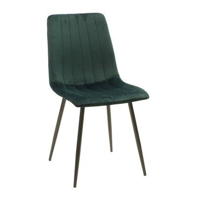 Chaise Noor velours vert foncé-pied noir metal