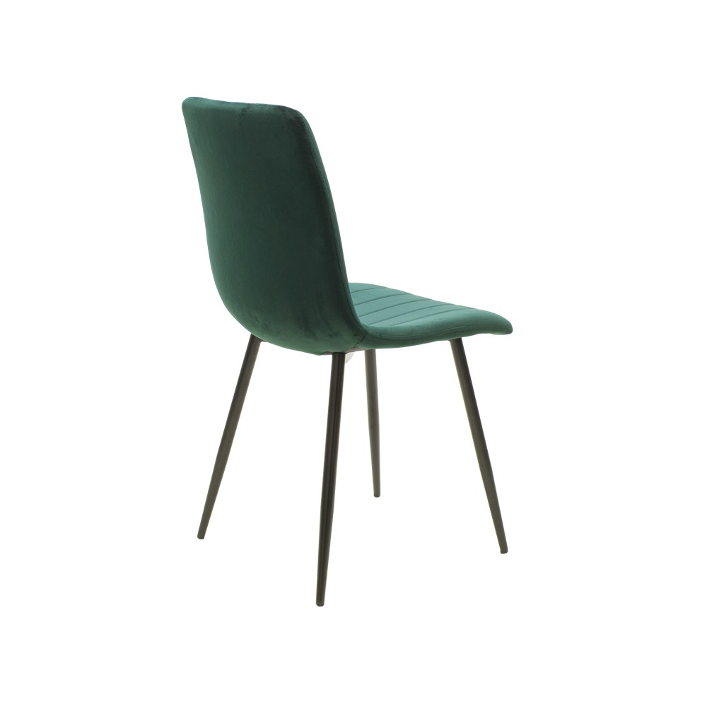 Chaise Noor velours vert foncé-pied noir metal