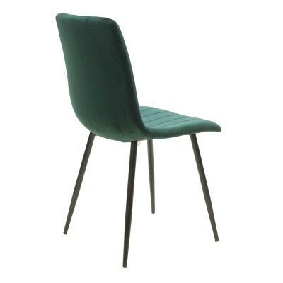 Chaise Noor velours vert foncé-pied noir metal