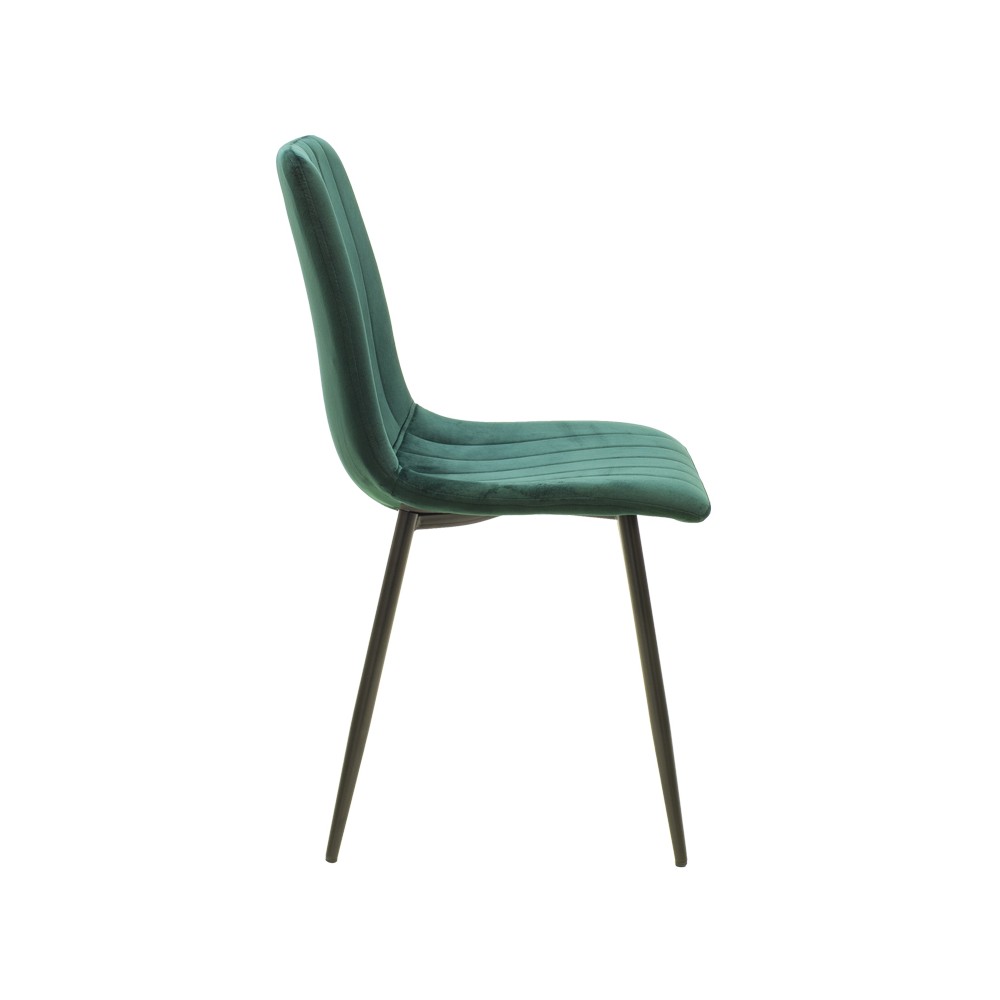 Chaise Noor velours vert foncé-pied noir metal