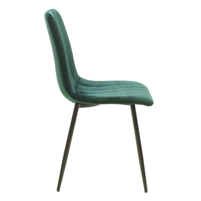 Chaise Noor velours vert foncé-pied noir metal