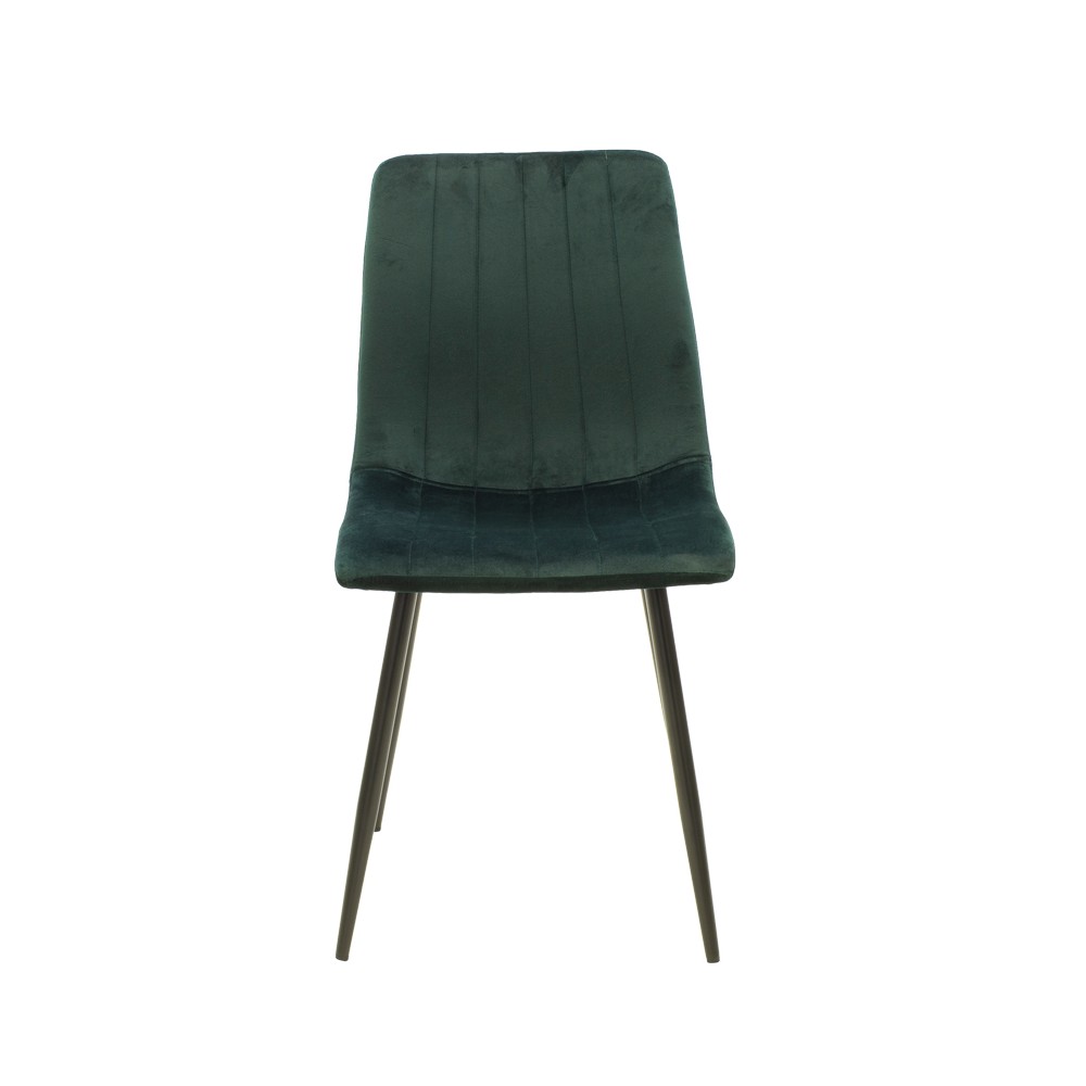 Chaise Noor velours vert foncé-pied noir metal