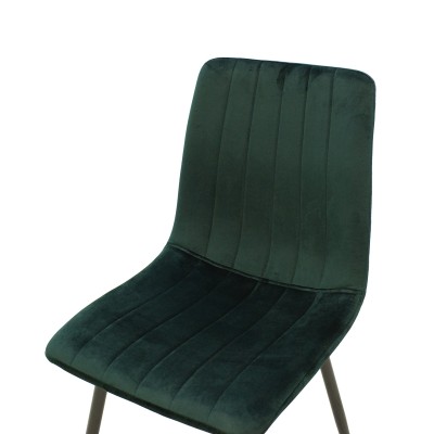 Chaise Noor velours vert foncé-pied noir metal