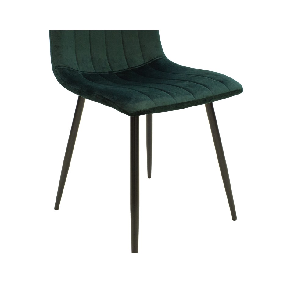 Chaise Noor velours vert foncé-pied noir metal