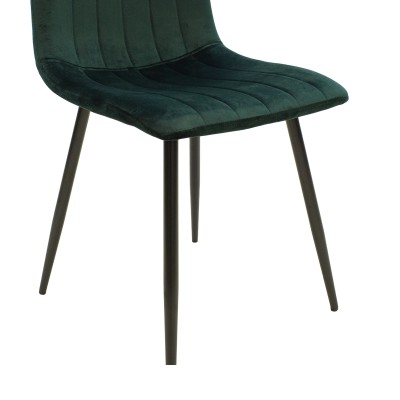 Chaise Noor velours vert foncé-pied noir metal