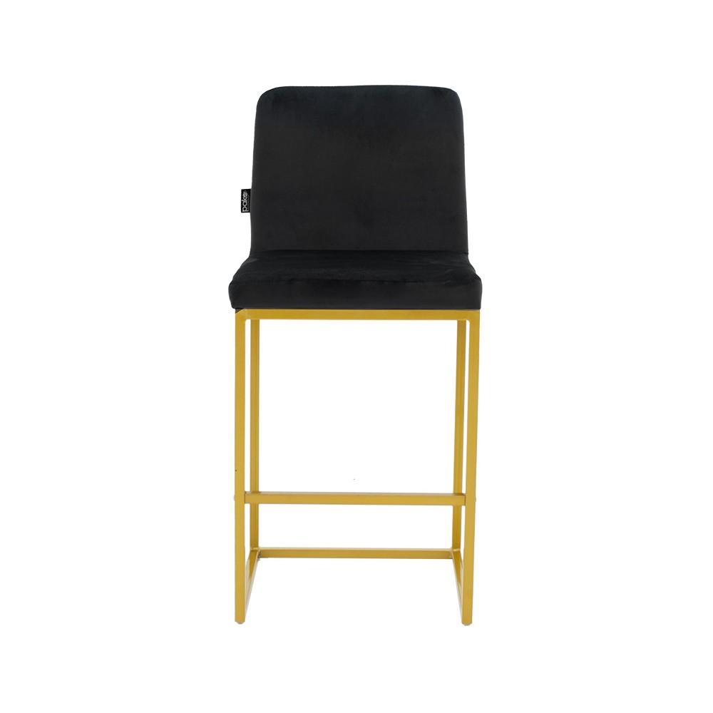 Tabouret de bar  velours noir pied métal dorés