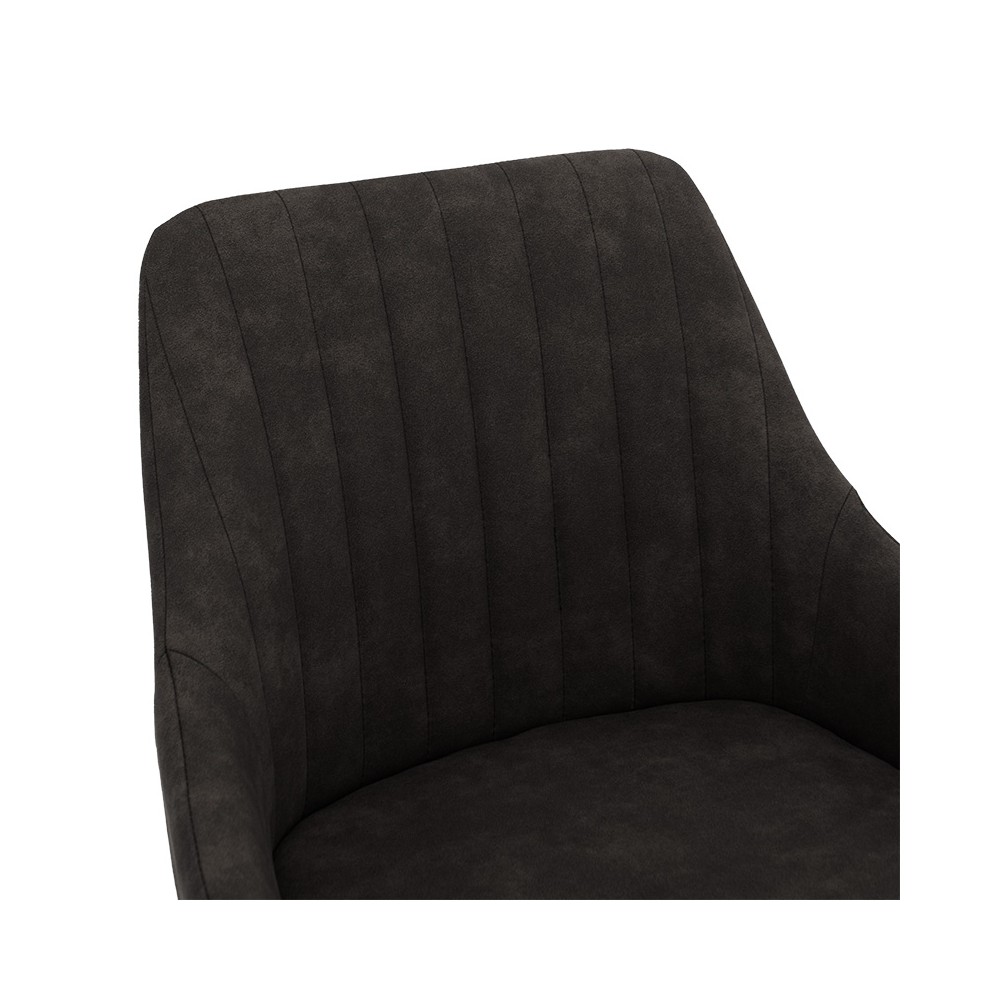 Tabouret de bar tissu anthracite pied métal noir
