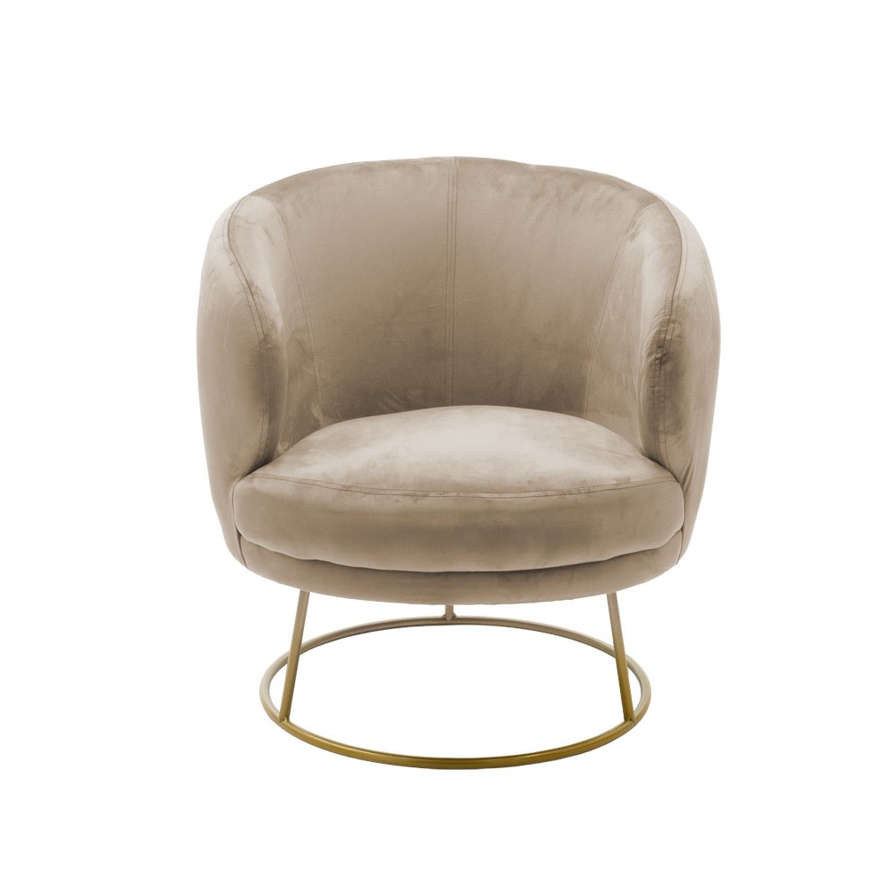 Fauteuil Rony velours Beige 78x75x82cm