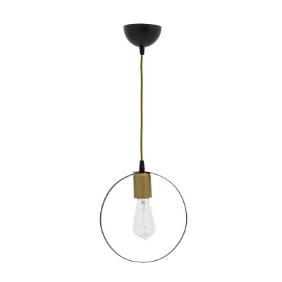 Plafonnier suspension luminaire Florian E27 noir-or D23x66cm