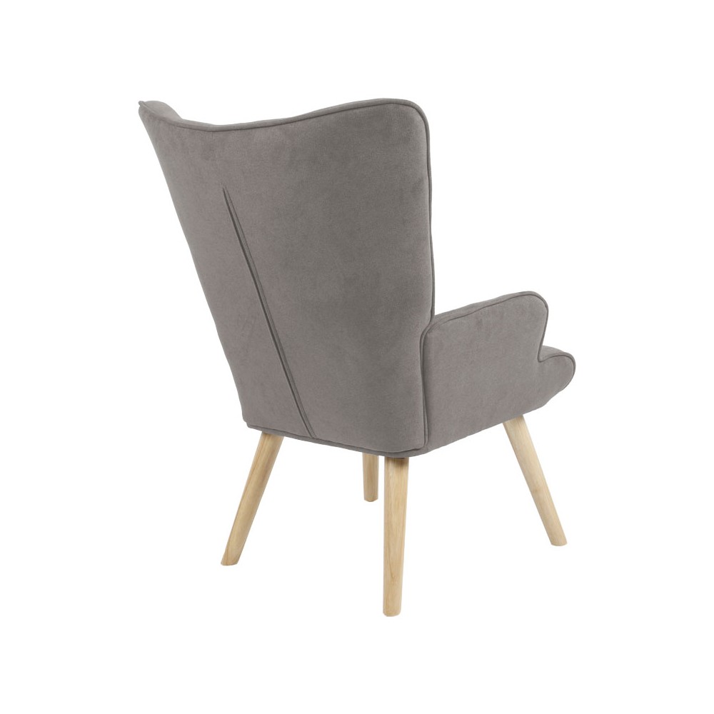 Fauteuil Fluffy tissu gris-pied en hévéa naturel 75x69x96cm
