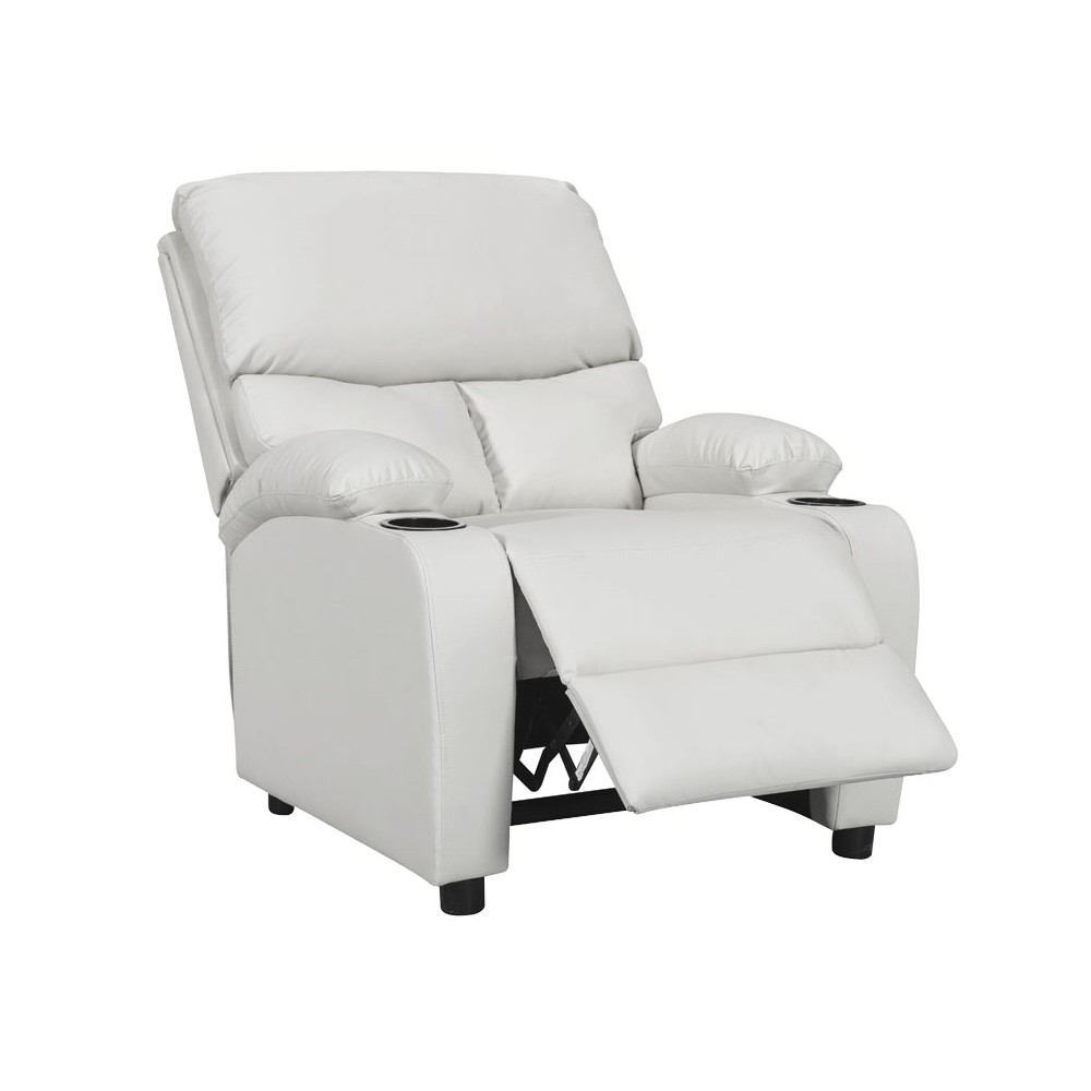 Fauteuil relax avec porte-gobelet Gartia PU blanc