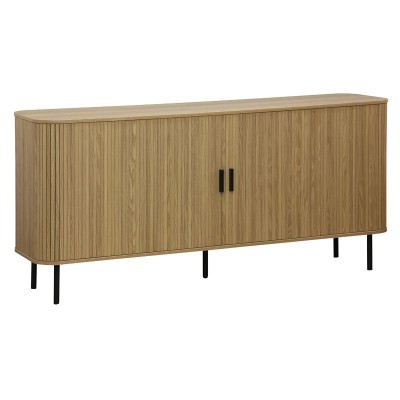 Buffet Scandi MDF couleur naturelle avec pieds en métal noir 170x45x80 cm