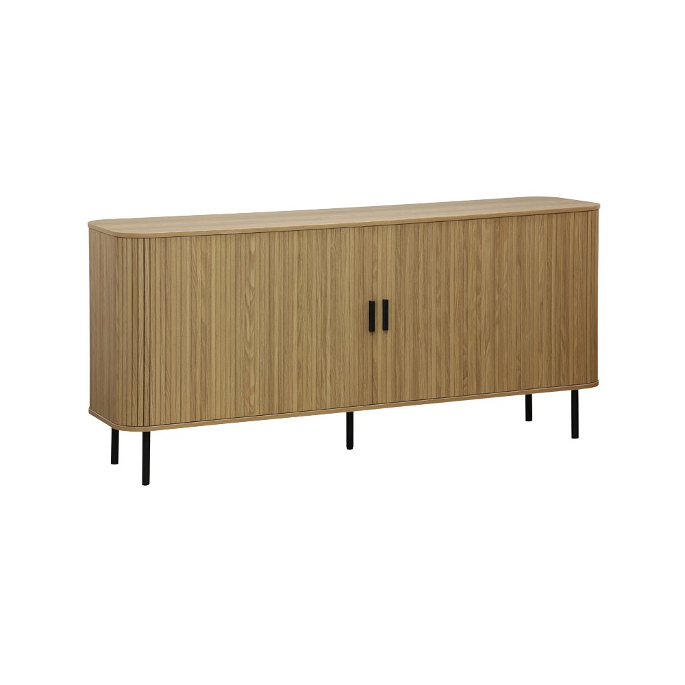 Buffet Scandi MDF couleur naturelle avec pieds en métal noir 170x45x80 cm