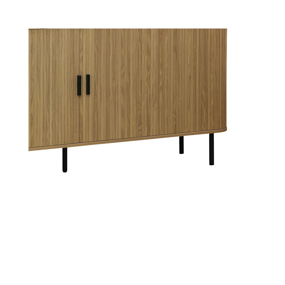 Buffet Scandi MDF couleur naturelle avec pieds en métal noir 170x45x80 cm