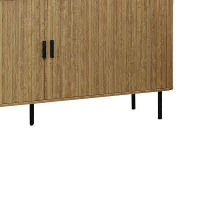 Buffet Scandi MDF couleur naturelle avec pieds en métal noir 170x45x80 cm