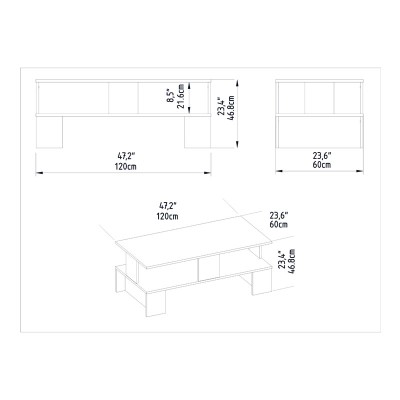 Table basse Olly naturel 120x60x47cm