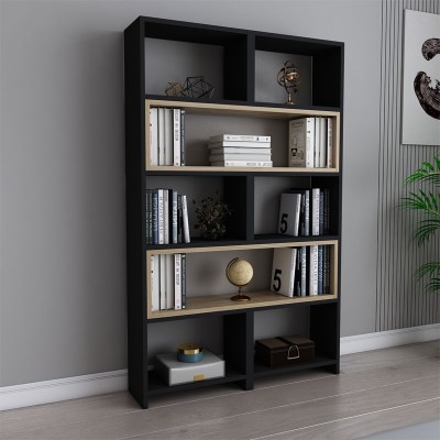 Bibliothèque extensible bois noir naturel 163,5x22x150cm
