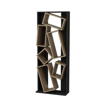 Bibliothèque design bois Sonoma noir 60x24x153,6cm
