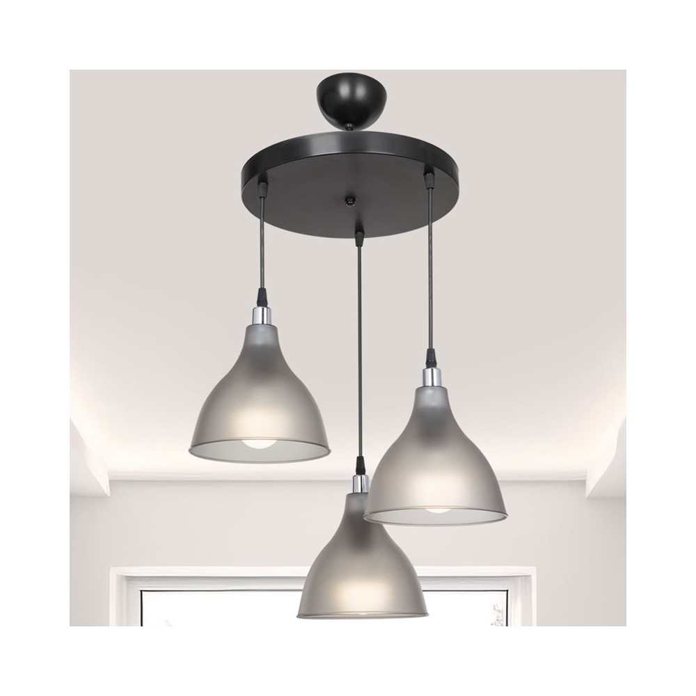 Plafonnier suspension luminaire 3 lumières  gris foncé 40x80 cm
