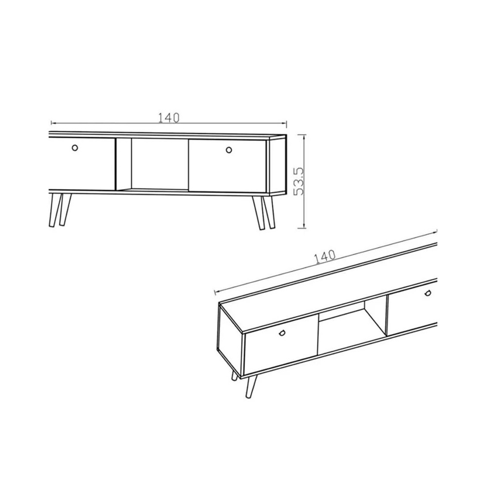 Meuble TV Loijo mélamine noyer-gris foncé 140x30x53,5 cm