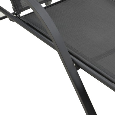 Transat Chaise longue avec accoudoirs gris aluminium-textilène gris