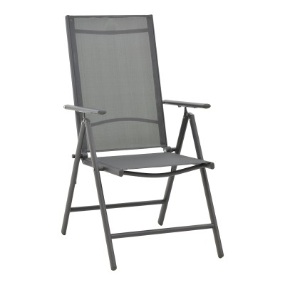 Chaise Fauteuil de jardin Candor anthracite textilène gris 65x56x106 cm