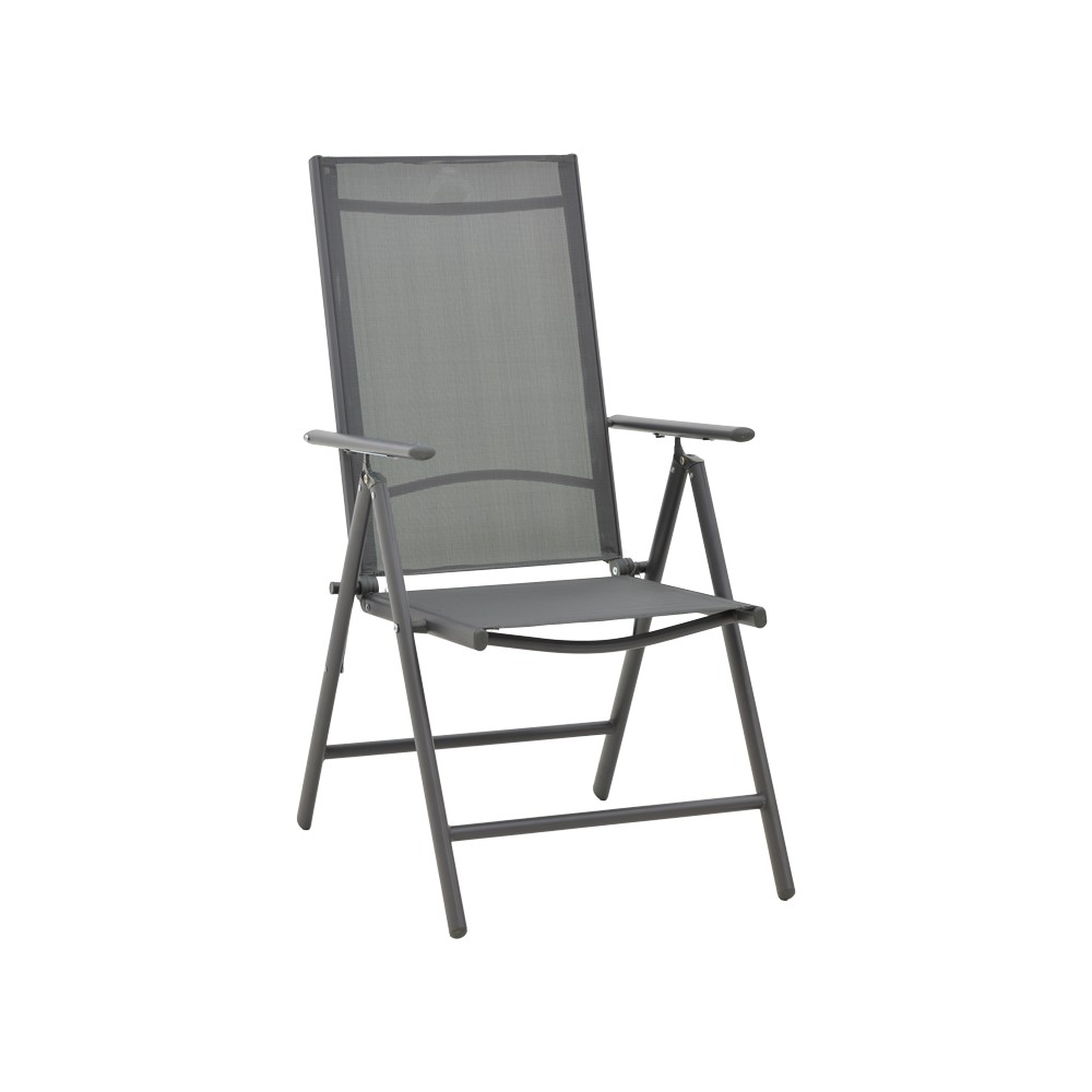 Chaise Fauteuil de jardin Candor anthracite textilène gris 65x56x106 cm