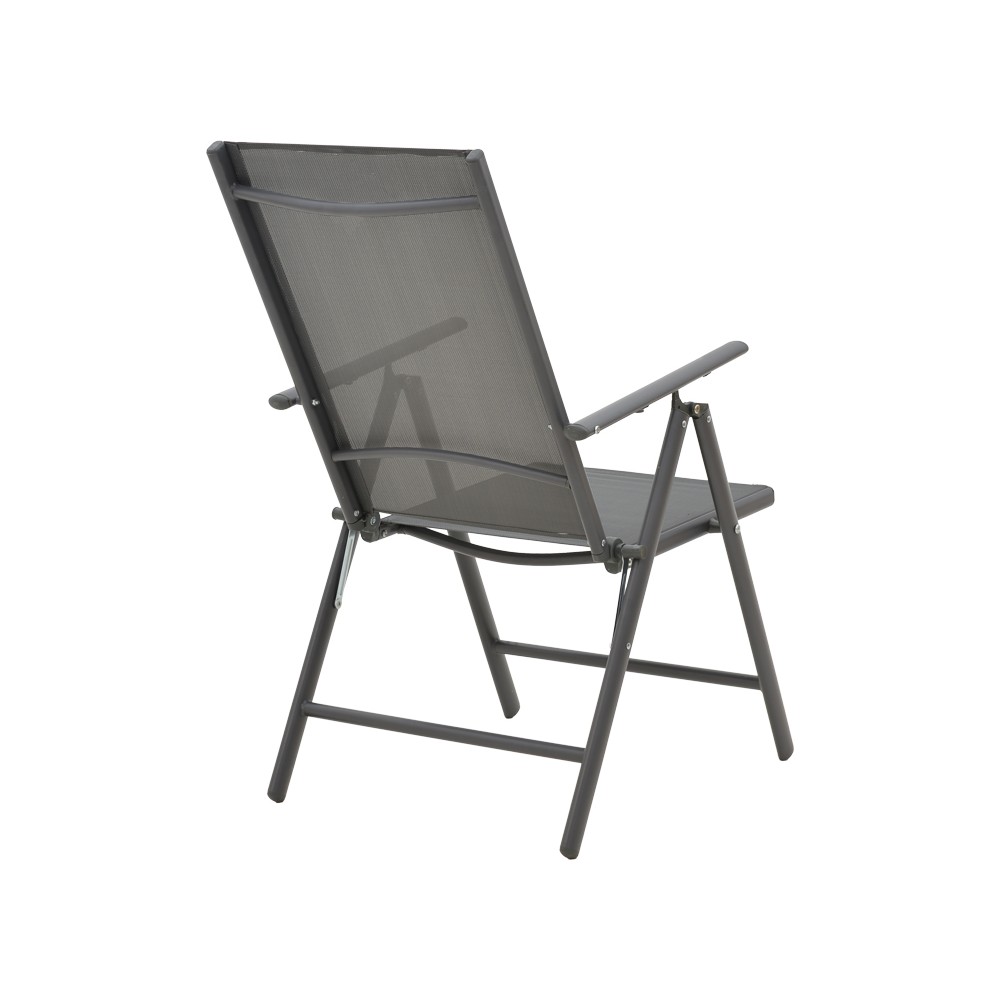 Chaise Fauteuil de jardin Candor anthracite textilène gris 65x56x106 cm