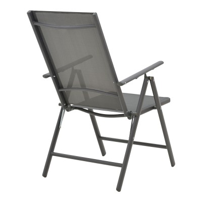 Chaise Fauteuil de jardin Candor anthracite textilène gris 65x56x106 cm