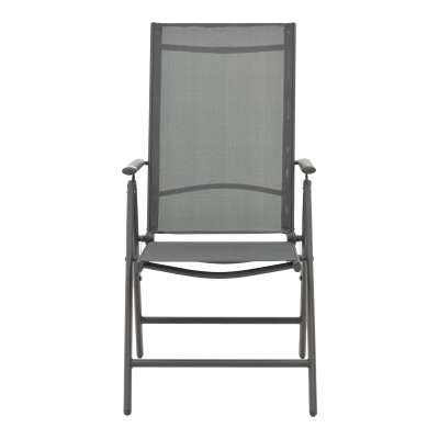 Chaise Fauteuil de jardin Candor anthracite textilène gris 65x56x106 cm