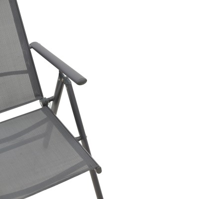 Chaise Fauteuil de jardin Candor anthracite textilène gris 65x56x106 cm