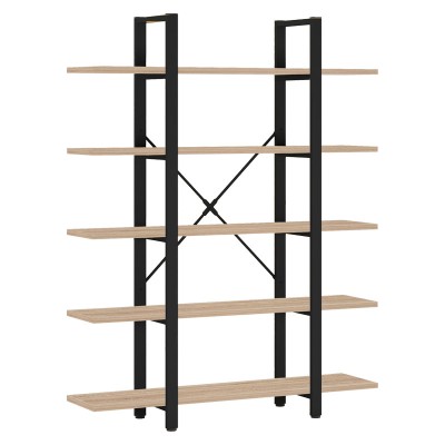 Bibliothèque Esthon bois métal naturel noir 120x28x180cm