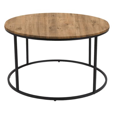 Table basse Emilian Bois chêne mélaminé métal noir D60x42 cm