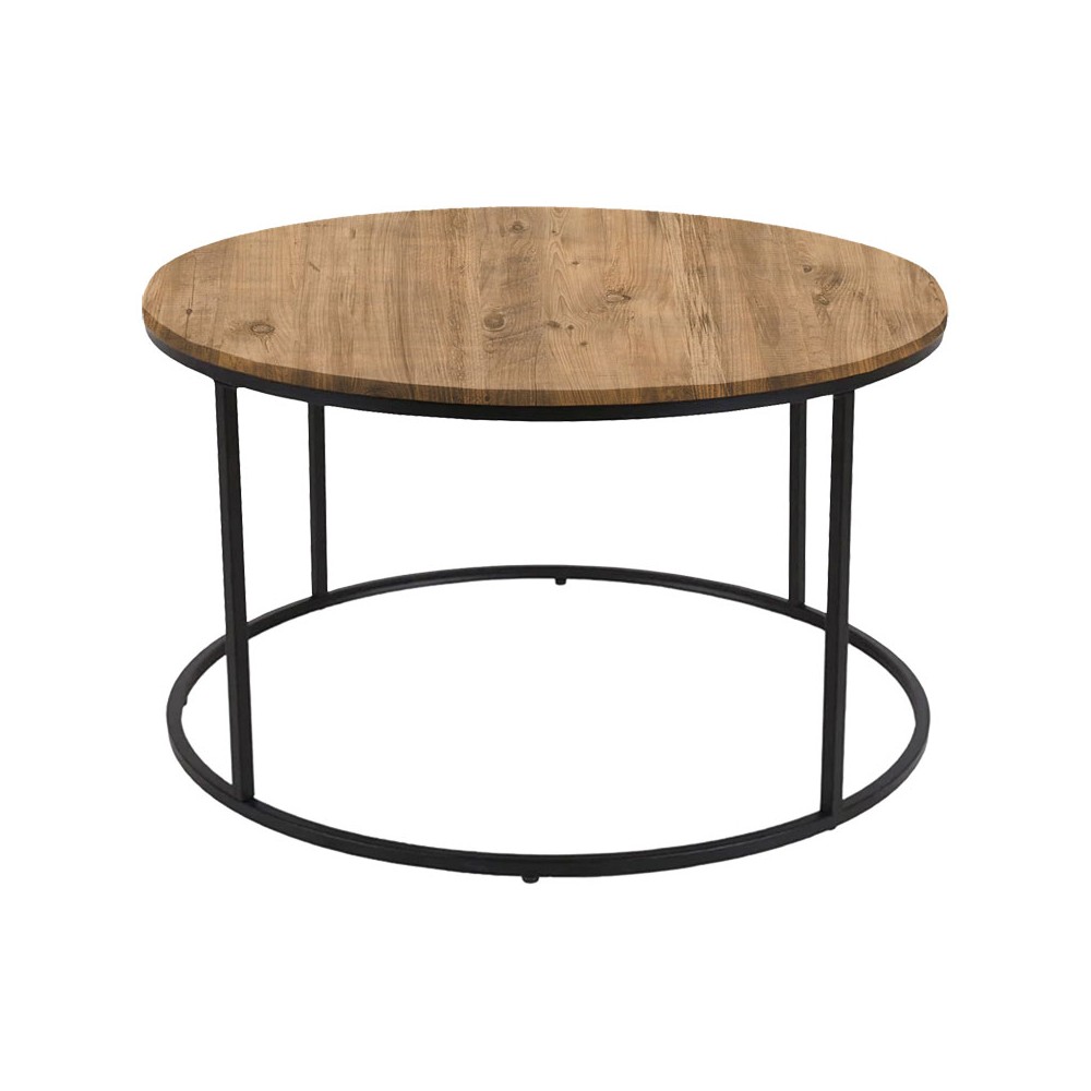Table basse Emilian Bois chêne mélaminé métal noir D60x42 cm