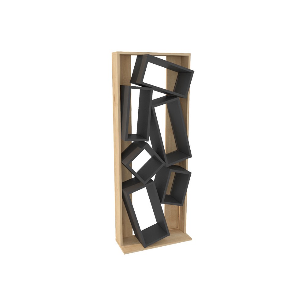 Bibliothèque bois naturel gris foncé 60x24x153,6cm